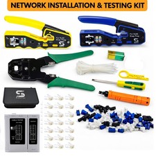 RJ45 Pass Through Ethernet Network Tool Kit CAT5e/6/7 Crimping Tester Punch Down