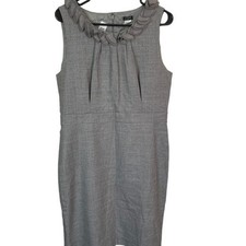 J Crew Wool Blend Ruffle Neck Pencil Dress Size 14