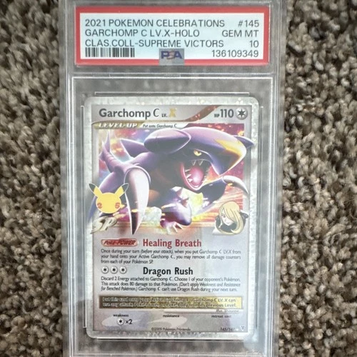 Pokémon TCG Garchomp C Lv.X 145/147 Celebrations Classic Collection Holo PSA 10