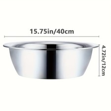 Large mixing bowl, 15.74-inch thick stainless steel basin, dishwashing basin