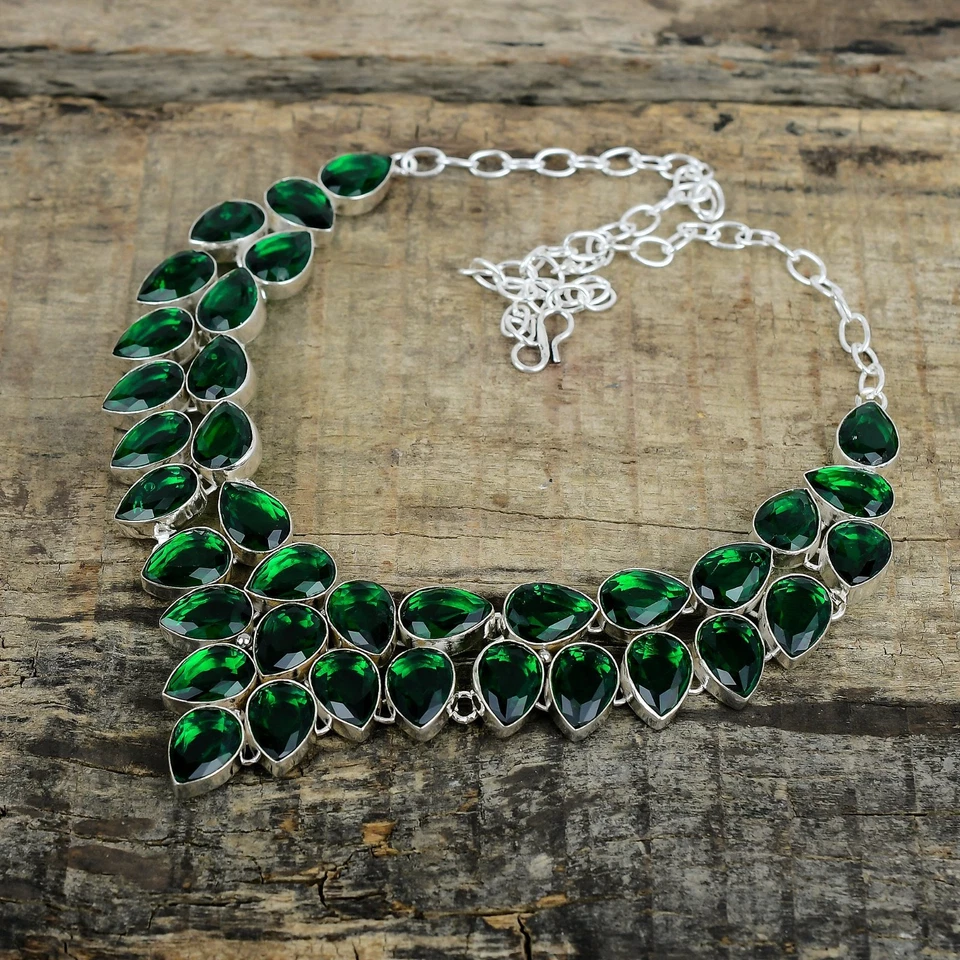 Green Tourmaline Gemstone 925 Sterling Silver Handmade Jewelry Necklace For Gift - Image 3 of 4