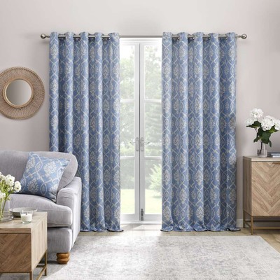 Gefütterte Ösen Paar Gardinen Blau Dreams & Drapes Vivianna Blau