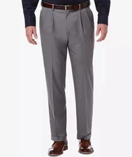 Haggar Men's Cool 18 Pro Pants Classic Fit Pleated 38 X 29 NEW $70 HC00255