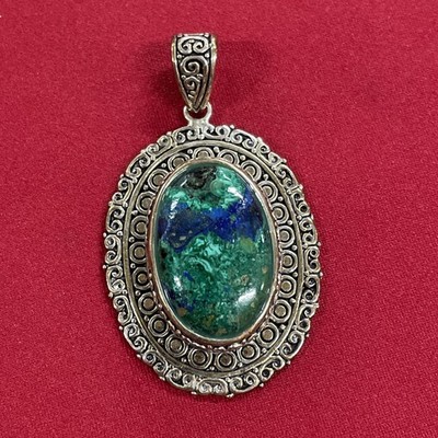 Stauer Sterlingsilber großer blau grüner Eilat & Markasit Edelstein Charm Anhänger