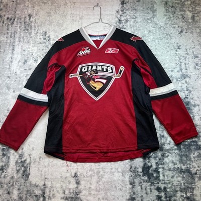 Reebok WHL Giants Jungen Hockey Trikot Rot Schwarz Vintage Größe L - XL