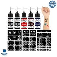 Kids DIY Temporary Tattoo Kit with 114 Stencils  Color Inks for Body Art