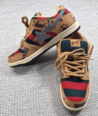 BAPE STA Shoes Mens Size 14 Multicolor Striped Low Top Athletic Sneakers