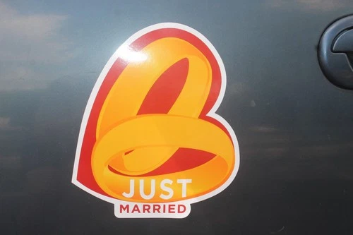 Two Just Married Car Magnet Decoration 8" x 10"