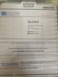 3.33” Circle Circles Weatherproof Labels for Laser Printer 61 Sheets