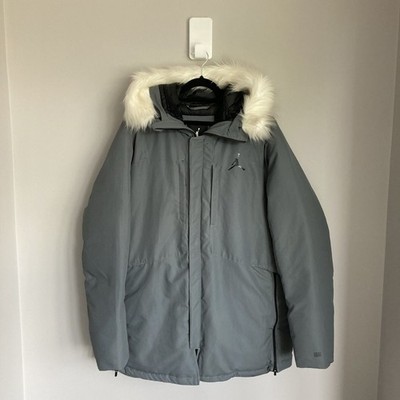 Nike Jordan Jacke Daunen Herren Large Parka Grau Wattiert Isoliert Wintermantel