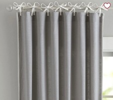 NEW 2 Pottery Barn Kids PBK Breezy Border Panel Drapes 44 x 84 Gray w/White Tie