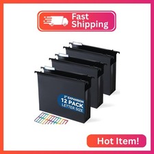 SortRax Plastic Extra Capacity Hanging File Folders, 2" Expanding Pocket, Heavy
