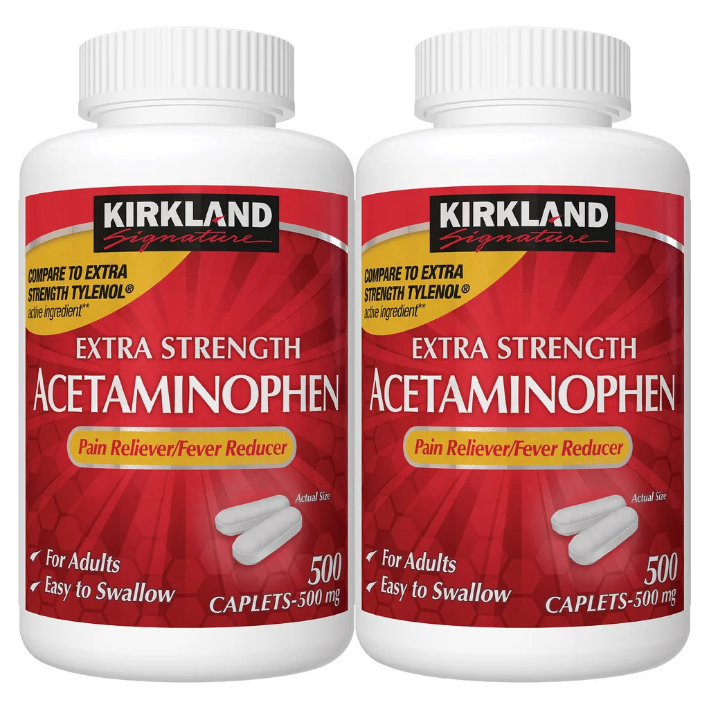 2 PACK! Kirkland Signature Extra Strength Acetaminophen 500 mg., 1,000 Caplets!