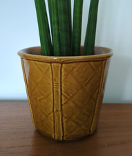 Vintage Churchill Plant Pot Holder Carmel Brown Bamboo Mid Century 60s 70s
