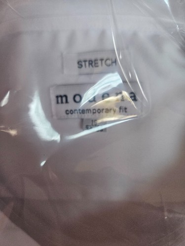 SIZE 19 34/35 MODENA (NEW) Long Sleeve White Dress Shirt Lot #22 - Picture 2 of 3