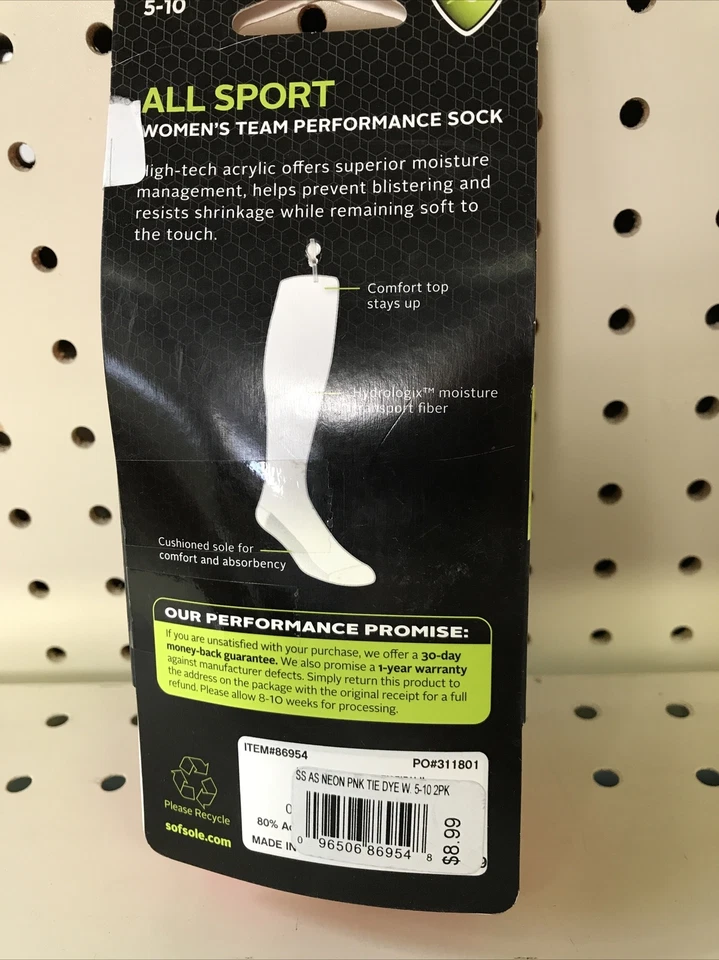 MEIAS SPORTS GEAR ROSA NEON Tamanho 5-10 Rosa Médio 2 Pares  - Imagem 3 de 4