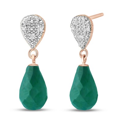 14K. MASSIVE GOLD OHRRINGE MIT DIAMANTEN & SMARAGDEN