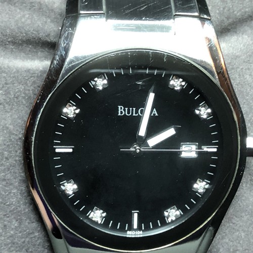 Bulova Men's Watch Black 40mm Diamond Dial Wristwatch in Box - Picture 2 of 8