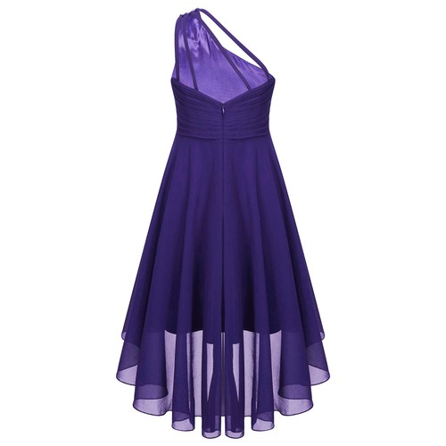 iEFiEL Girls Ruched One Shoulder Wedding Bridesmaid Flower Dresses Pageant Gown - Picture 34 of 66