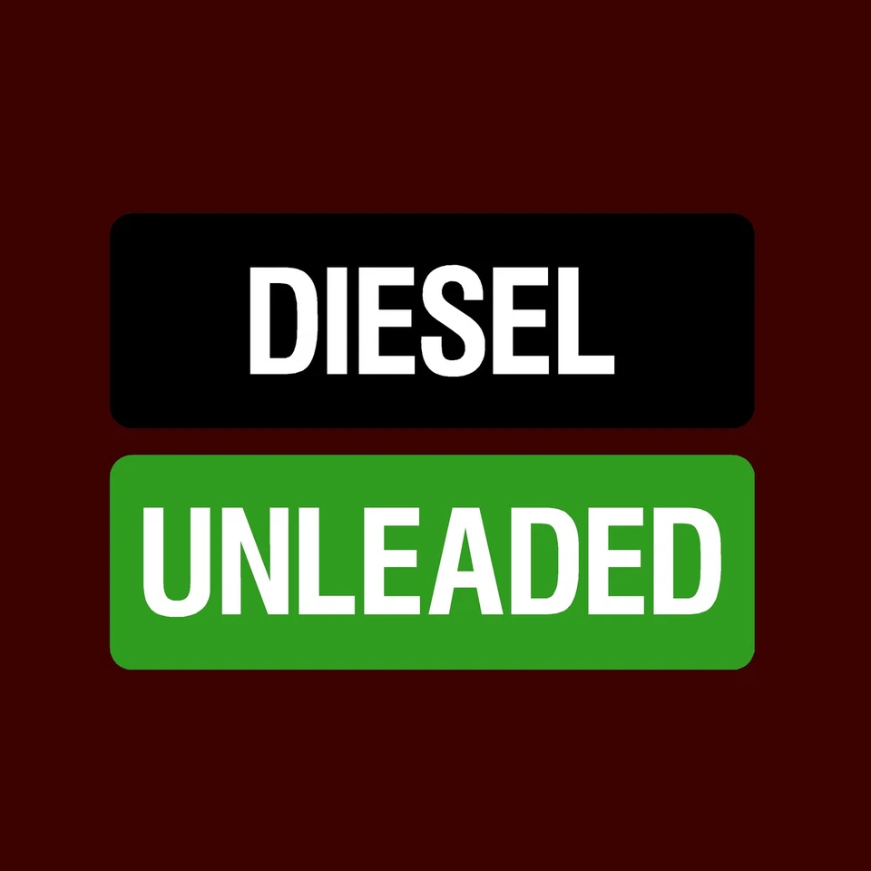 HEALTH&SAFETYDIRECT Fuel Reminder - Diesel & Unleaded Sticker / Sign - 75mm x 25mm - Car, Van, Taxi