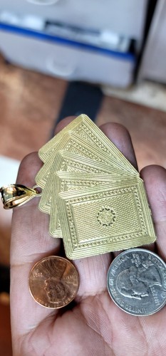 GOLd 10k Playing Card poker Ace casino gamble blackjack charm Pendant luck solid - Picture 12 of 14