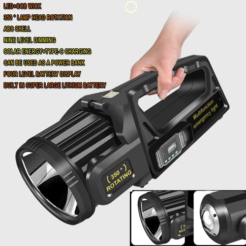 1300000 LM High Power Searchlight Rechargeable LED Spotlight Solar Flashlight US - Picture 1 of 14