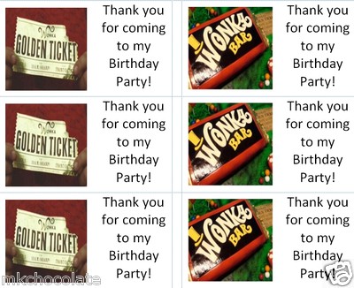 Personalized Willy Wonka Party Labels – 37mm Stickers, Thank You Seals, Customizable, Ref 208