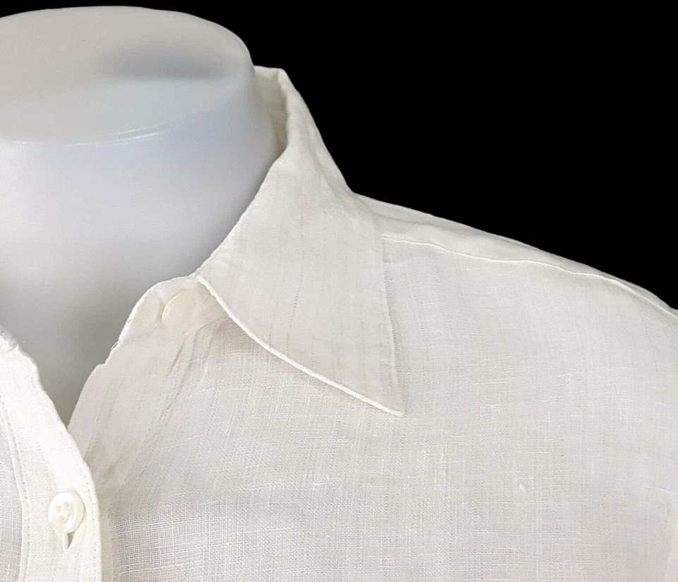 BROOKS BROTHERS женщины белый ирландский льняной L/S вечернее платье рубашка - S - £99 - Изображение 2 из 4