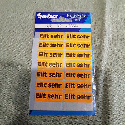  Geha Klebeetiketten ' Eilt sehr ' 56 Stück  *neu* 