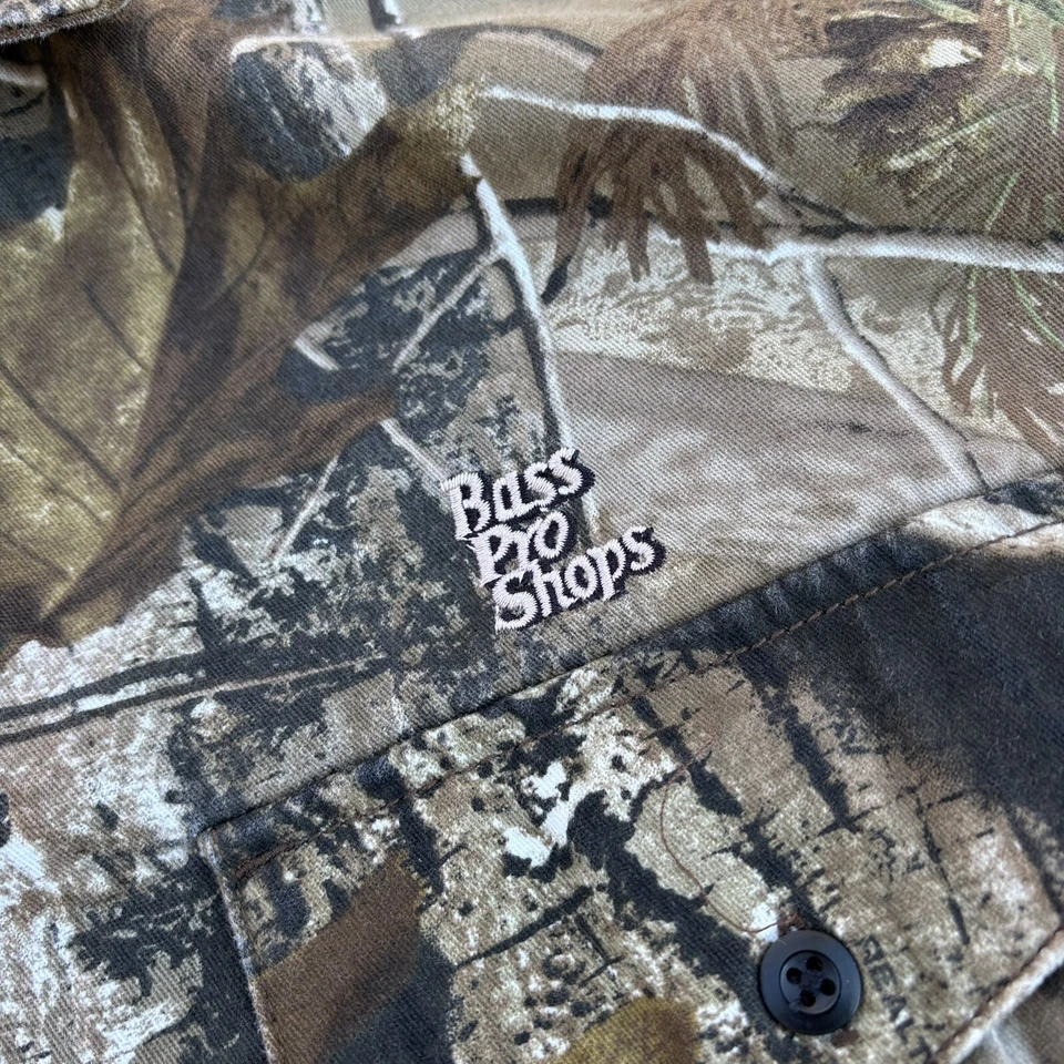 Men’s Realtree Bass Pro Shops Camo Button Down Shirt Jacket Hunting Mens Large - Image 3 of 4
