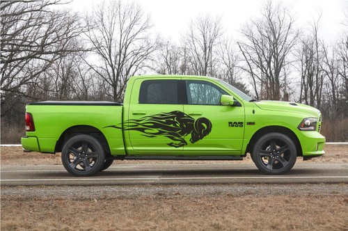 2x Fits Dodge Ram Red Eyes Abstract Flames Truck Car Vehicle Graphic Decal Side - Bild 2 von 10