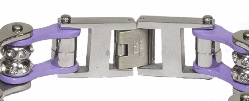 Pulsera de eslabones de cadena para moto piedras preciosas púrpura acero inoxidable nueva envío gratuito Foto 3 de 4