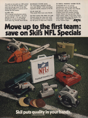 1970 Skil: Move Up to the First Team NFL Vintage Print Ad
