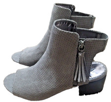 Justice Gray Faux Suede Block Heels Girls Dress Shoes Size 8