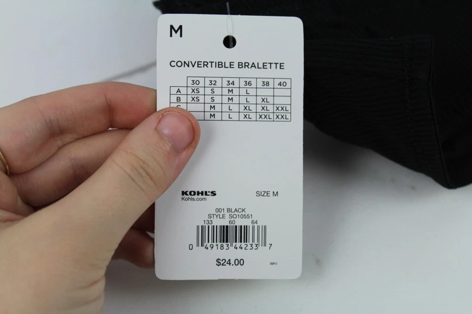 BRAND NEW Kohl's SO Intimate Convertible Bralette Size Medium Black - Image 3 of 4