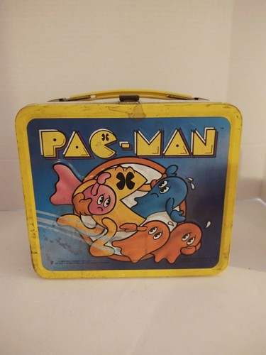 Pac-Man Metal Lunch Box with Thermos 1980 Pacman - Picture 1 of 4