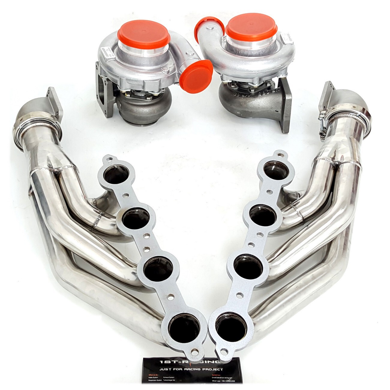 Fit 4.8 5.3L 5.7L 6.0L 6.2L LS GM T4 AR.80/.96 Oil 2PCS Turbos+Manifold