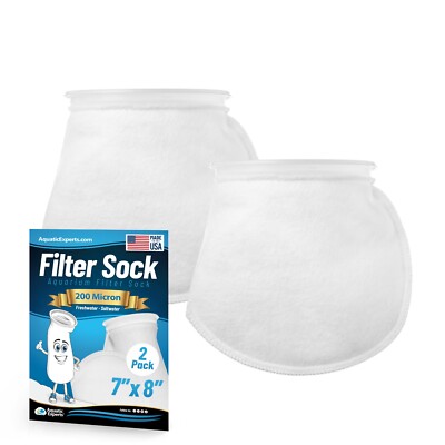 Aquatic Experts 7-Inch Ring 200 Micron Felt Filter Socks - Short for Aquariums
