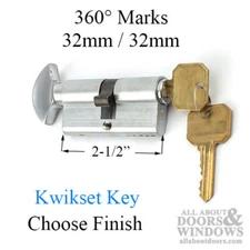Marks Euro Slimline Profile Cylinder w/ Thumb, Kwikset key - Choose Color