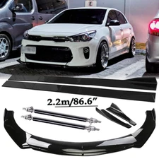 Front Bumper Lip Spoiler Side Skirts Rear Lip Glos Black For Kia Rio 2001-2022