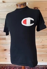 MINT Vintage 90's Champion Sewn BIG C True Black Heavyweight T Shirt Men's M