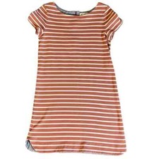 LOFT 100% Cotton Clay Orange-Brown + White Stripe Drop Waist Dress XS