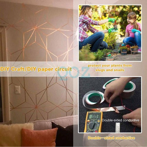 Copper Foil Tape Shielding For Guitar/Slug Snail Barrier Self Adhesive 50M x10mm - Picture 15 of 17
