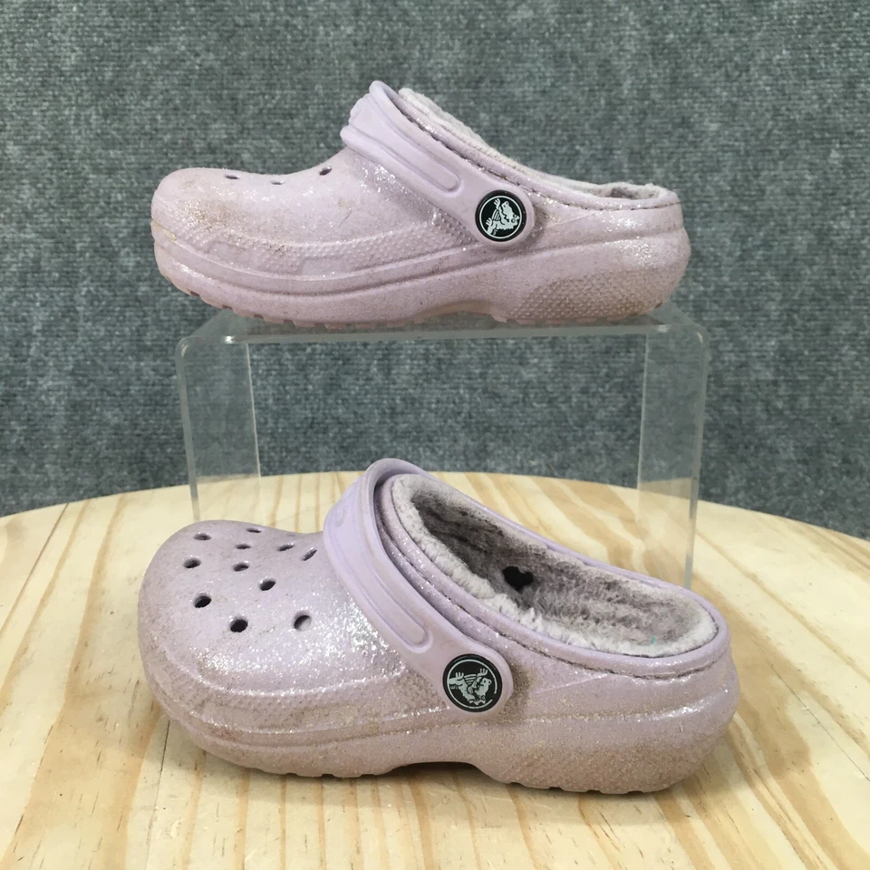 Crocs Zapatos Niño Pequeño 10 Clásico Zueco Eslinga Púrpura Goma Imitación Piel Brillos Foto 2 de 4