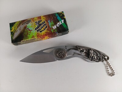 Frost Cutlery American Wildlife Collection Wolf Folding Pocket Knife