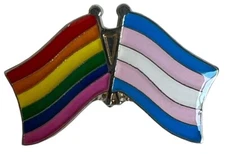 Rainbow Striped & Transgender Wavy Flags Motorcycle Hat Cap Lapel Pin