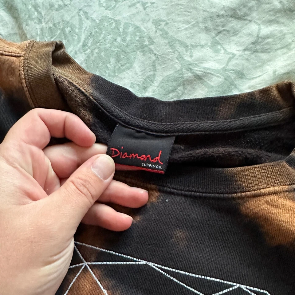 DIAMOND Supply Co Sweatshirt Women's M Black tie dye Crewneck Sweater Pullover - Image 4 of 4