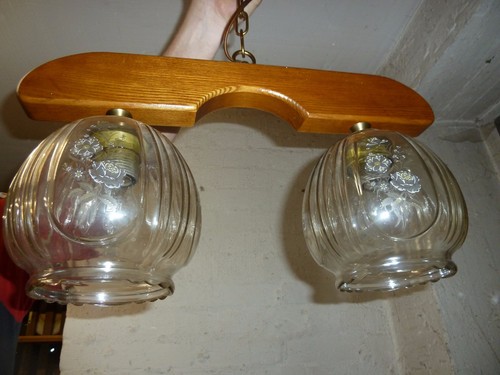 Balkenlampe mit 2 Gläser, rustikal, 46 cm breit, Höhe 58 cm - Bild 2 von 3