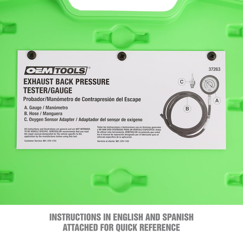 37263 Exhaust Back Pressure Tester/Gauge Kit, Exhaust Gauge Diagnoses Catalytic - Picture 8 of 9