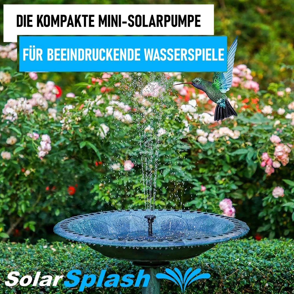 SOLARSPLASH Solar Springbrunnen Pumpe Wasserspiel Teichpumpe Fontäne 3.5w 160mm - Bild 2 von 4
